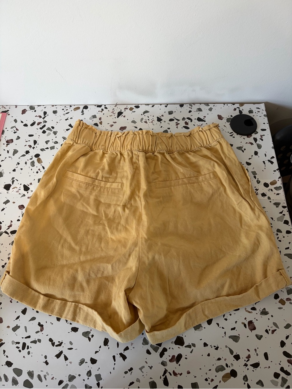 Simons High-Waist Tie-Belt Shorts - Mustard - Picture 3 of 3